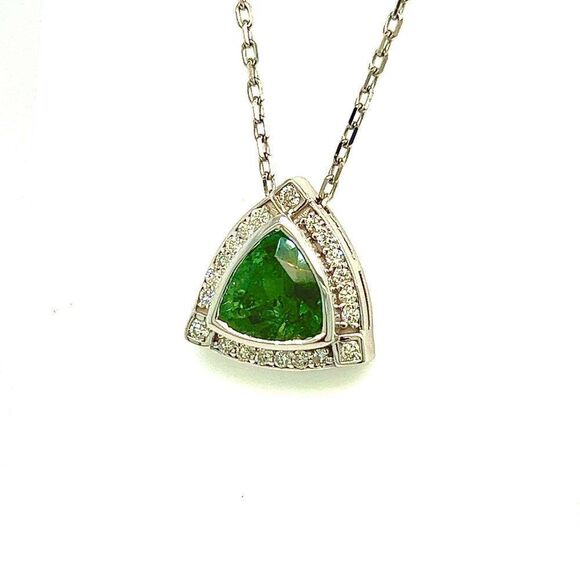 Natural Tourmaline Diamond Pendant Necklace 17" 14k WG 2.49 TCW Certified 308485 - Picture 4 of 16